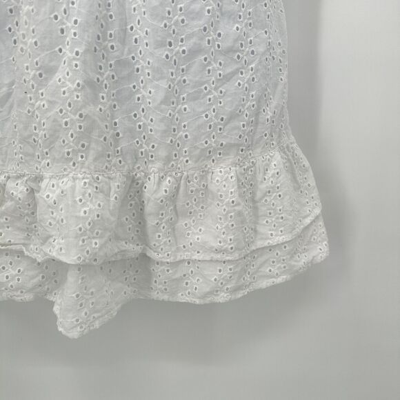Hollister Mini Dress XL White Eyelet Coastal Fairycore Summer Ruffle‎ Tie Back - Picture 5 of 10